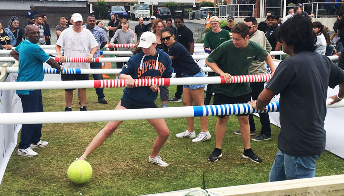 giant foosball pitch team building